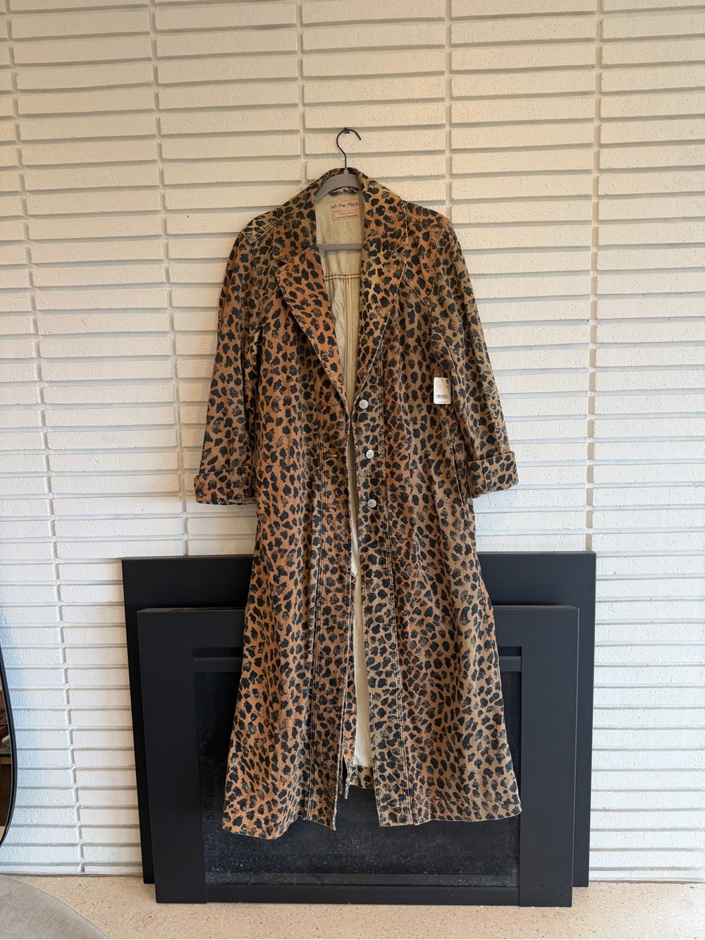 Free People Leopard Print Trench Coat in Tan and Black